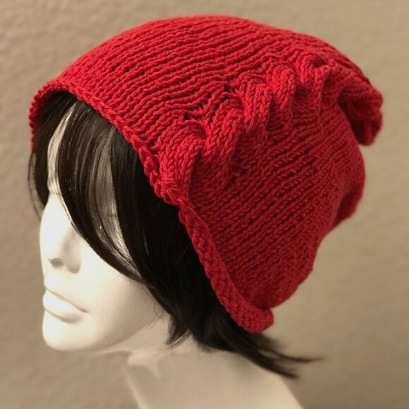 NEW Handmade Butterfly Cable Cotton Hat, Women Size OS - Picture 2 of 5